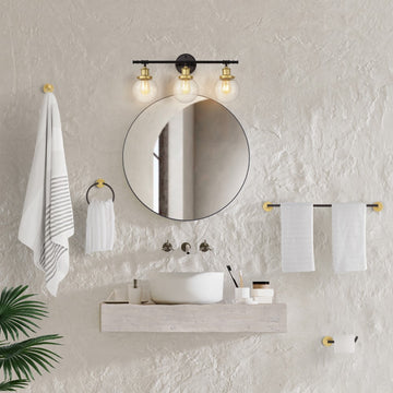 Hugo 24.5" 3-Light Farmhouse Classic Vanity Light with Bathroom Hardware Accessory Set - JONATHAN Y
